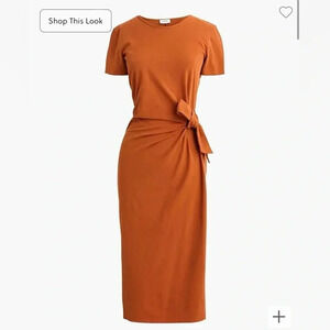 J Crew Midi Dress Copper Orange Wrap Shortsleeve NWT Women’s Size 3X Cotton